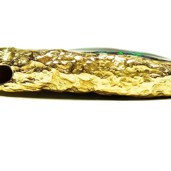 Pristine condition 24.38ct Australian boulder Opal with diamonds, 18K YG - Picture 9 of 16